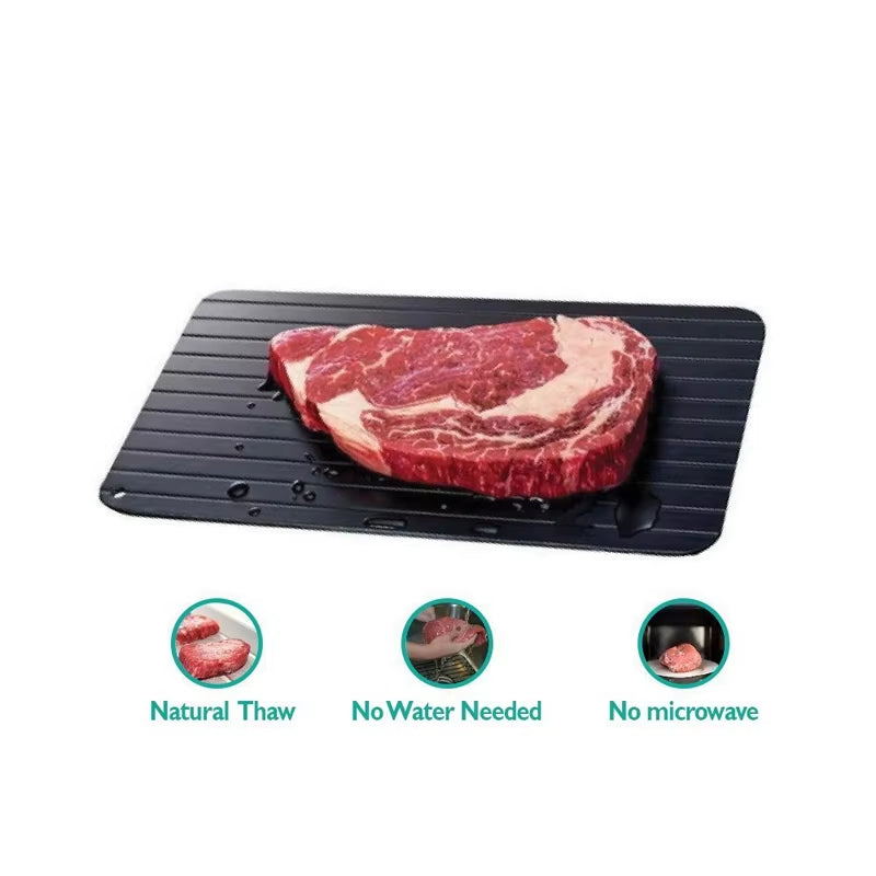 Fast Defrosting Tray Aluminium Alloy Thaw Food Defrosting Tray Frozen Meat Fish Food Tray with Brush Meat Tools KC0044
