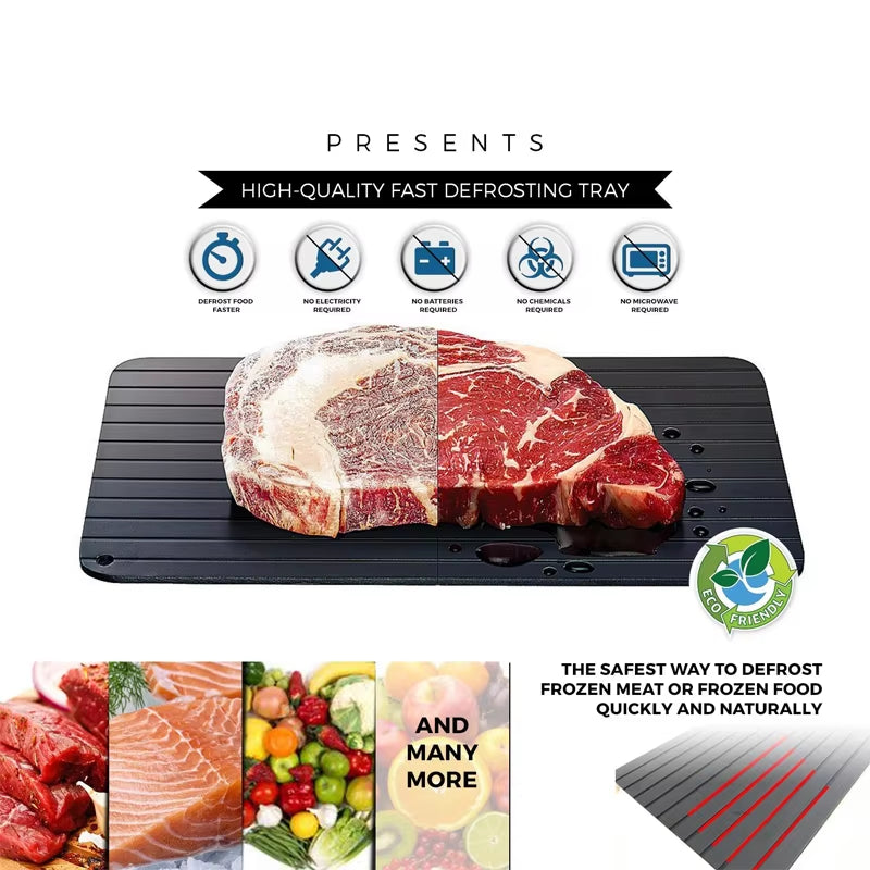 Fast Defrosting Tray Aluminium Alloy Thaw Food Defrosting Tray Frozen Meat Fish Food Tray with Brush Meat Tools KC0044