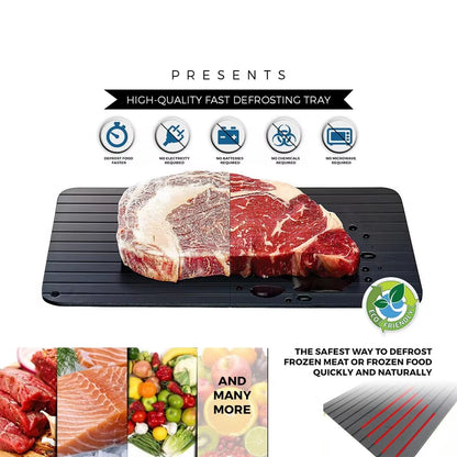 Fast Defrosting Tray Aluminium Alloy Thaw Food Defrosting Tray Frozen Meat Fish Food Tray with Brush Meat Tools KC0044