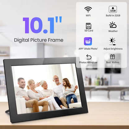 Wifi Digital Photo Frame 10.1 Inch 32GB Smart Digital Picture Frame with 1280X800 IPS HD Touch Screen Digital Frame Gift