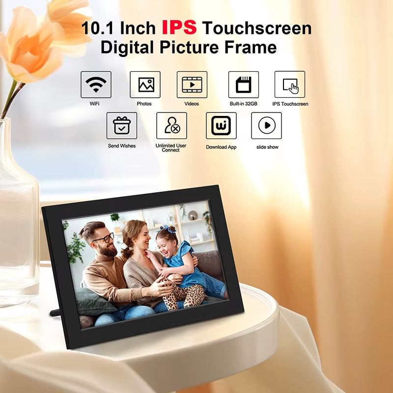 Wifi Digital Photo Frame 10.1 Inch 32GB Smart Digital Picture Frame with 1280X800 IPS HD Touch Screen Digital Frame Gift
