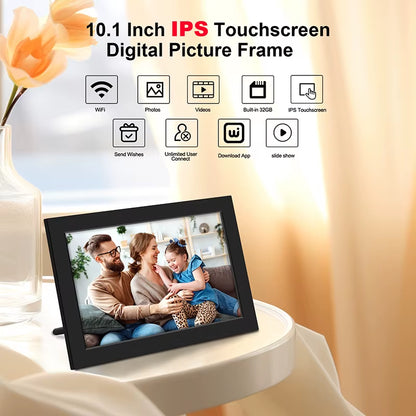 Wifi Digital Photo Frame 10.1 Inch 32GB Smart Digital Picture Frame with 1280X800 IPS HD Touch Screen Digital Frame Gift